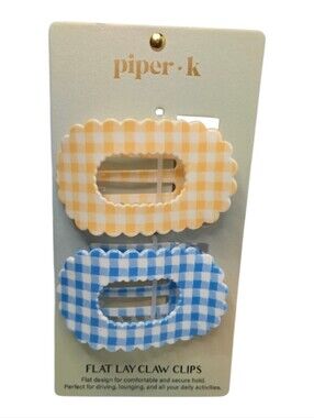 💙▪️Piper K ▪️ Yellow & Blue Gingham Scalloped Claw Clips